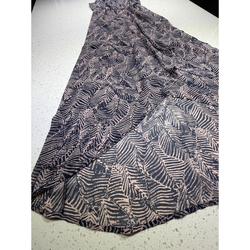 Sienna Sky XS Strappy Sleeveless Maxi Dress Leaf Print Black Pink V-Neck - Picture 4 of 8